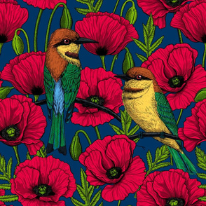Bee eaters and poppies