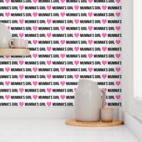 mumma's girl fabric, girl fabric - text fabric, word fabric, black words, pink heart - white