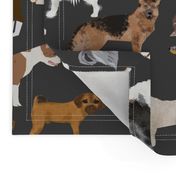 LARGE - dogs -  dog fabric lots of breeds cute dogs best dog fabric best dogs cute dog breed design dog owners will love this cute dog fabric - charcoal