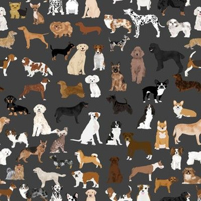 dog fabric -  dog fabric lots of breeds cute dogs best dog fabric best dogs cute dog breed design dog owners will love this cute dog fabric - charcoal