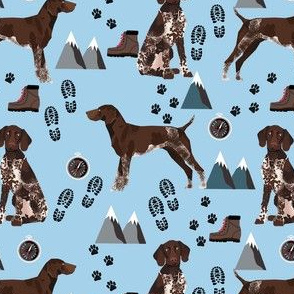 german shorthaired pointer dog fabric dogs and hiking design dog mountains fabric - mint