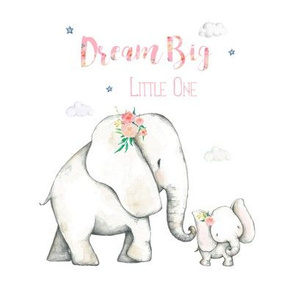 8" Dream Big Little One / Pink Floral Elephant 