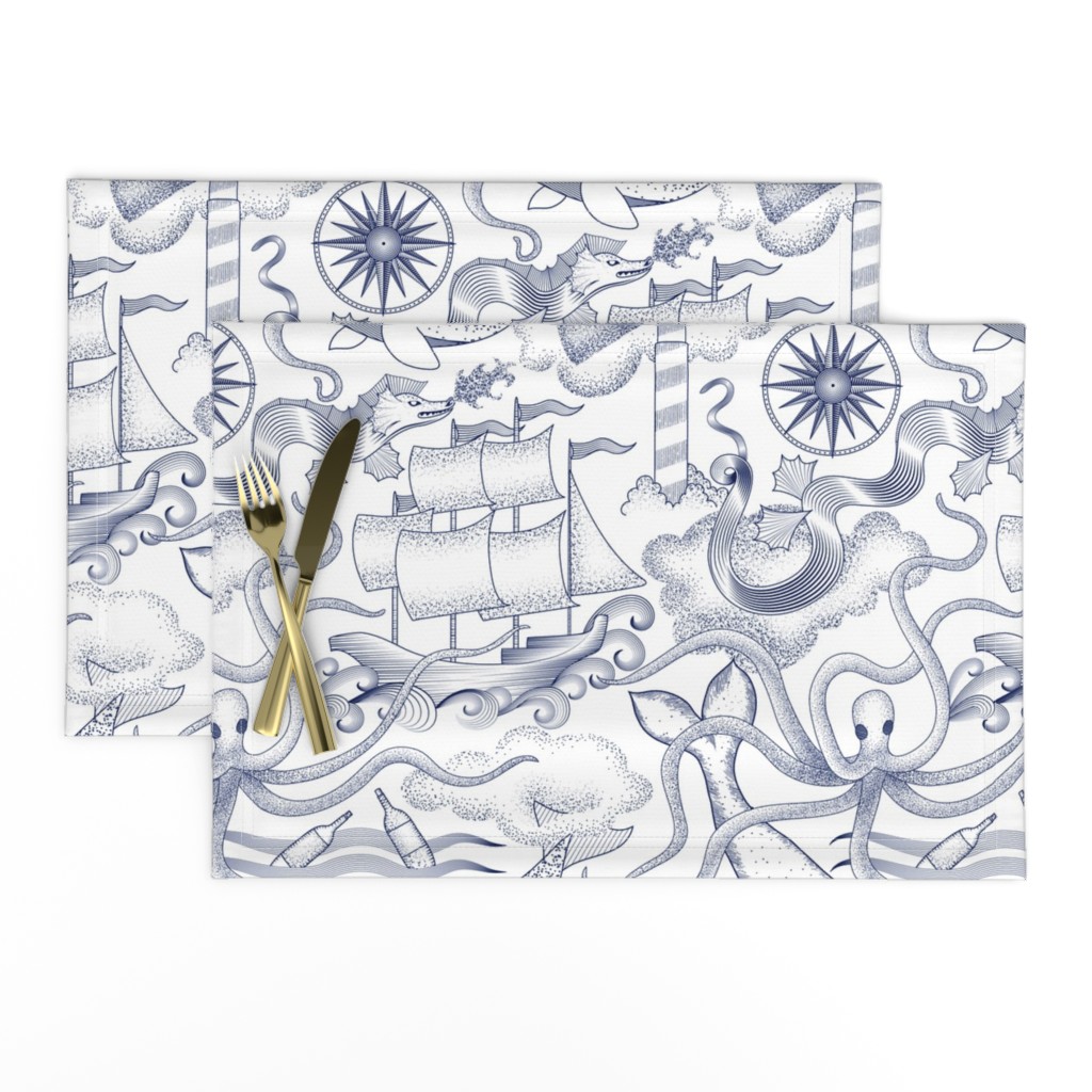 There be Monsters in the Nautical Deep Toile