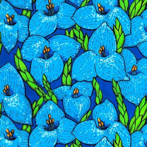 Puya Tropical Flowers Floral Pattern  Blue