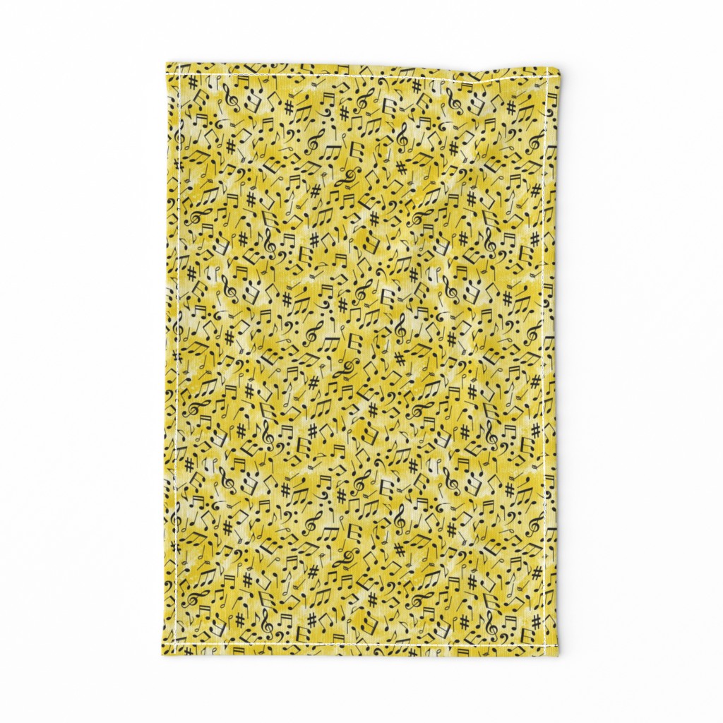 musical notes on distressed summer sun gold small scale