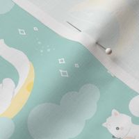 Cat and Moon - mint