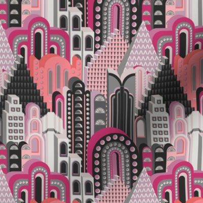 Deco Metropolis Small Scale Pink Peach Lilac