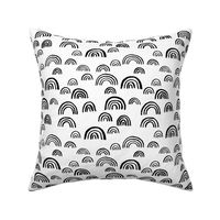 Black and white Scandinavian abstract rainbow sky gender neutral monochrome curve