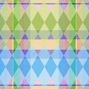 Argyle & Tartan #3 - pastel green, blue, purple