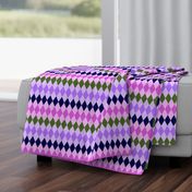 Argyle #14 - purple, pink, olive green