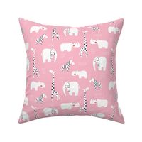 Animals from Africa in pink