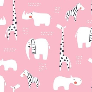 Animals from Africa in pink