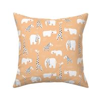 Animals from Africa in  peach