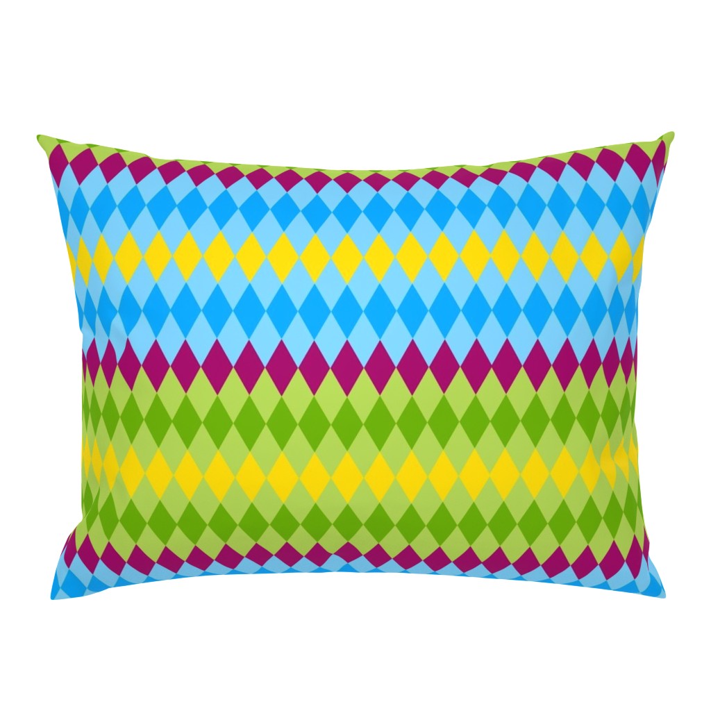 Argyle #12  - sky blue, yellow, peridot, maroon (mirror)