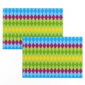 Argyle #12  - sky blue, yellow, peridot, maroon (mirror)