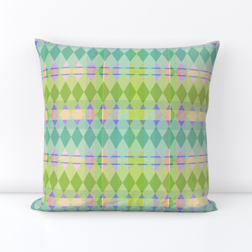 Argyle & Tartan #9 - lime green, mint, teal