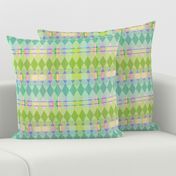 Argyle & Tartan #9 - lime green, mint, teal