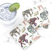 floral patchwork elephant 3 inch wide