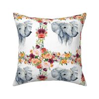 18x18" Paprika floral elephant lovey 