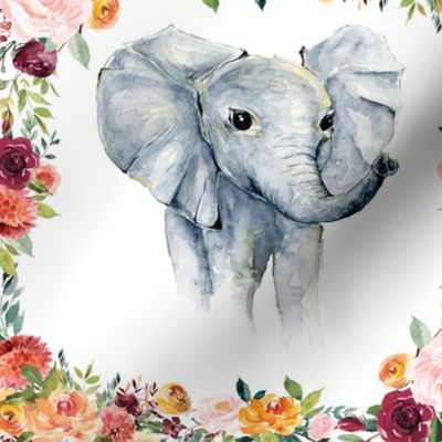 18x18" Paprika floral elephant lovey 