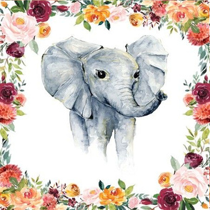 18x18" Paprika floral elephant lovey 