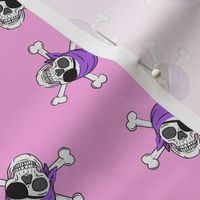 (small scale) pirates - skull and cross bone - bright pink - LAD19BS