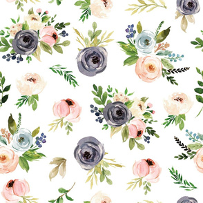 blush gray watercolor floral