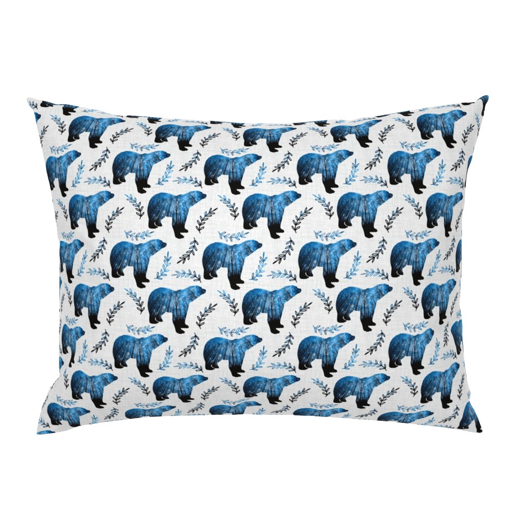 space bear starry night on gray linen background - 3 inch wide