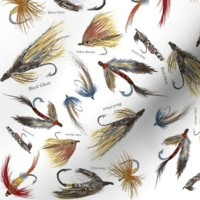 Fly  fishing Lures on white