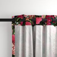 Vintage Summer Night Romanticism:  Maximalism Moody Burgundy Red Florals- Antiqued  Roses Pink Peonies and Nostalgic - Gothic Mystic Night-  Antique Botany Wallpaper and Victorian Goth Mystic inspired 
