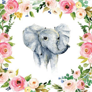 18x18" spring floral elephant lovey 