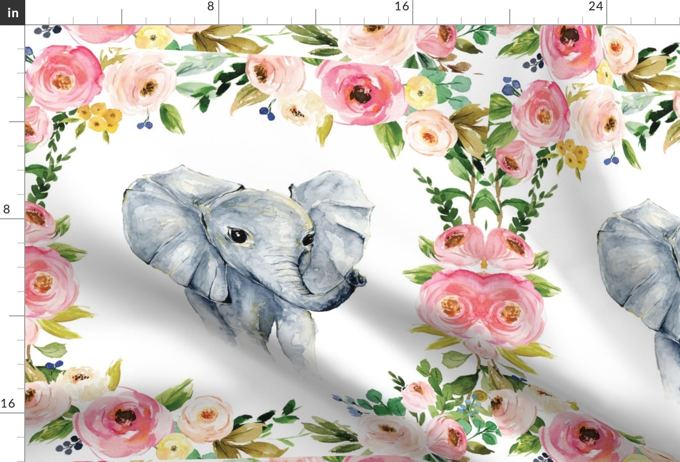 18x18" spring floral elephant lovey 