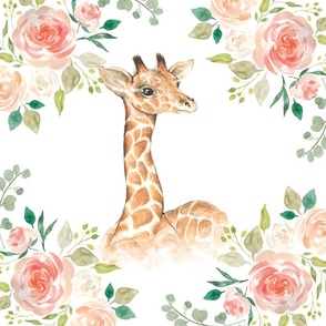 18"x18" Floral giraffe lovey blankets panels