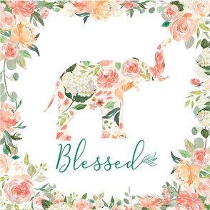 18x18" Blessed floral elephant 6 loveys 