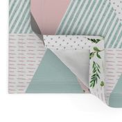 6" blush floral triangle cheater quilt 