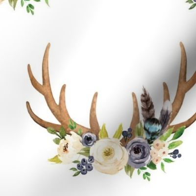 Blush Ivory Floral Deer Antlers