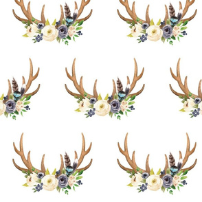 Blush Ivory Floral Deer Antlers