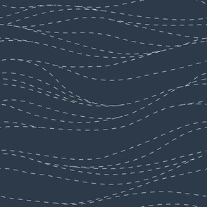 Abstract Waves - Navy - Dashed Lines - Nautical