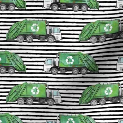 Recycle Trucks - Recycling Truck Garbage Truck Green - black stripes - LAD19