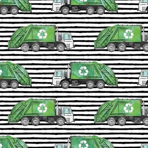 Recycle Trucks - Recycling Truck Garbage Truck Green - black stripes - LAD19