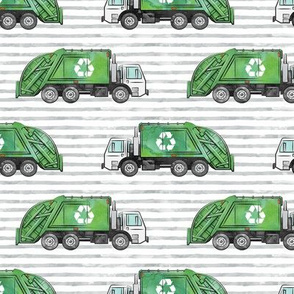 Recycle Trucks - Recycling Truck Garbage Truck Green - grey stripes - LAD19