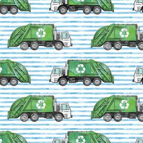 Recycle Trucks - Recycling Truck Garbage Truck Green - blue stripes - LAD19