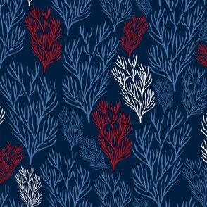 Red & Blue Seaweeds in Blue