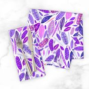 Watercolored Feathers, purple, large