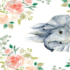 54x36" Floral elephant