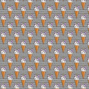 (1" scale) unicorn ice cream cones - unicones on black stripes C19BS