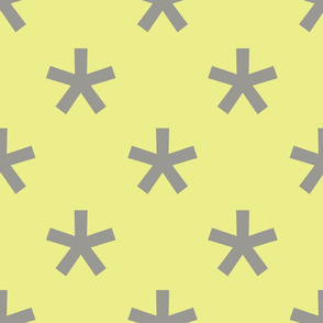 Jumbo Gray Stars on Citron, Geometric Shapes, Modern Graphic Pattern