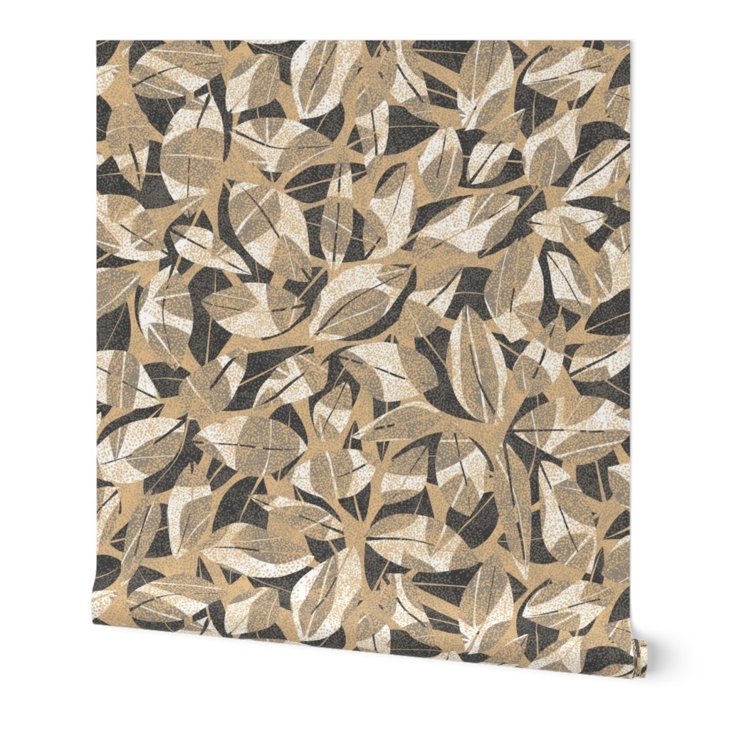 Spotted Leaves Dove Jute Charcoal 150