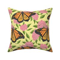 monarch and milkweed 12x12 yellow 