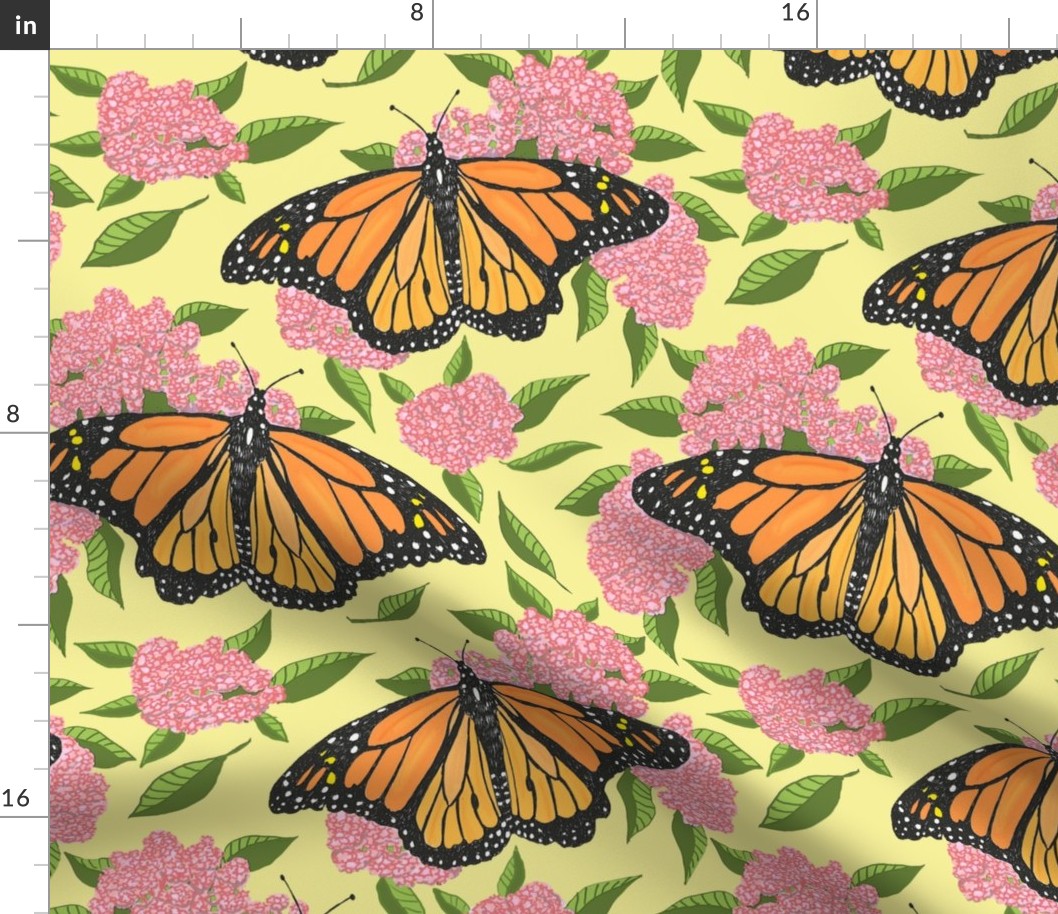 monarch and milkweed 12x12 yellow 